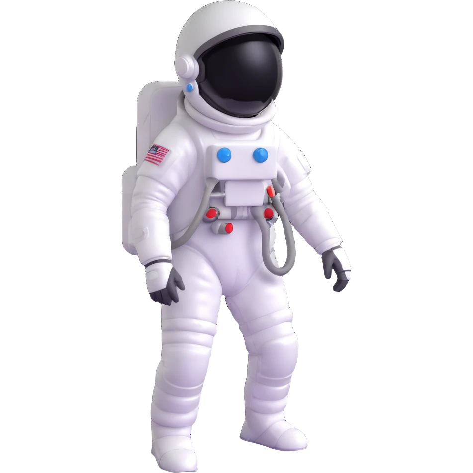 astronaut in white space suit with helmet, gloves and backpack on a planet surface emoji