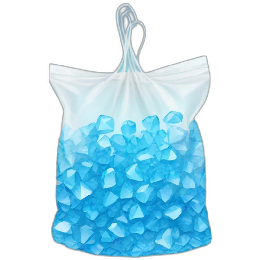 plastic bag with white blue crystals emoji
