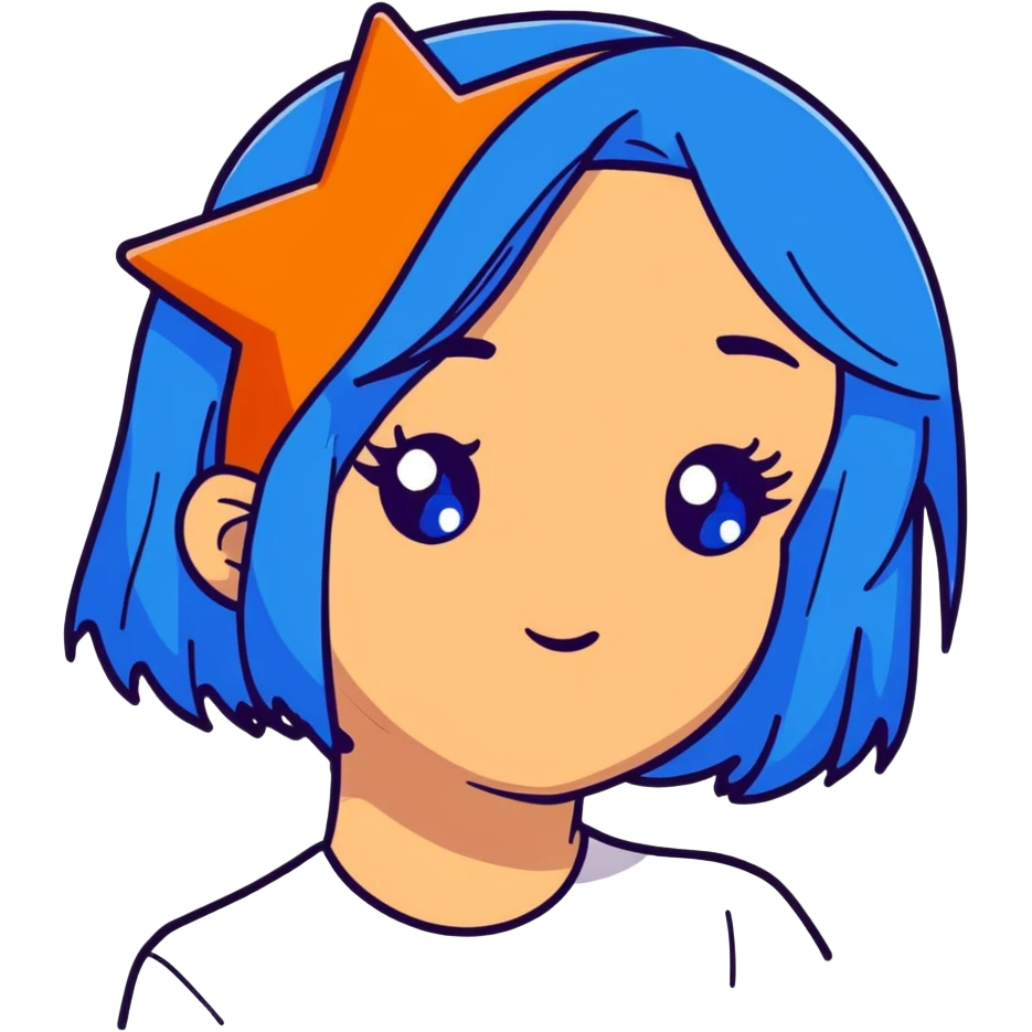 girl with blue hair and stars in her eyes emoji