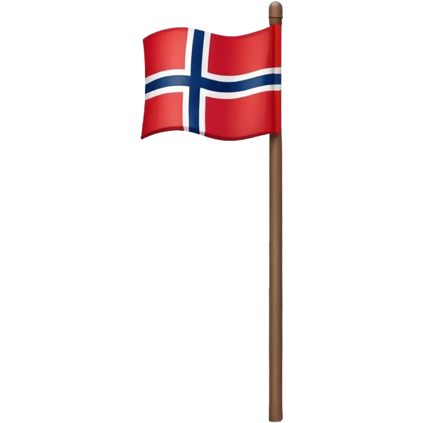 Norweigan flag on a pole on snowy ground  emoji