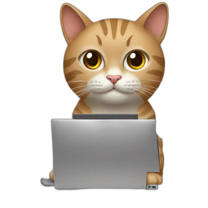 cat programming on a computer emoji