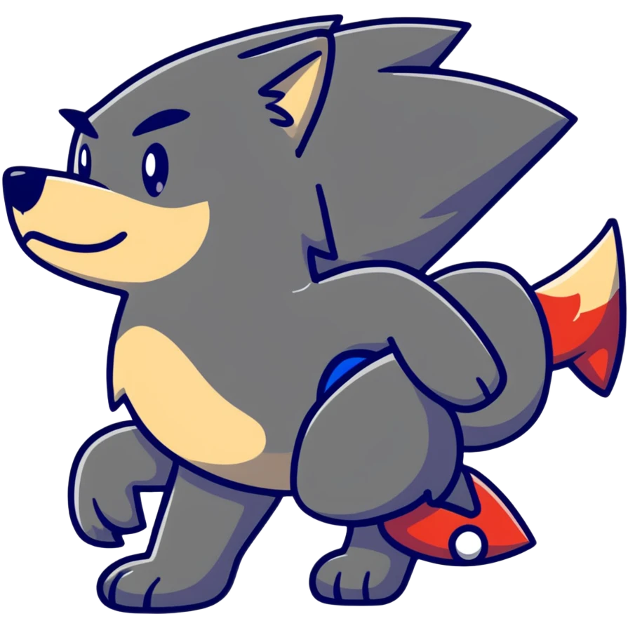 super dog with Sonic the Hedgehog emoji