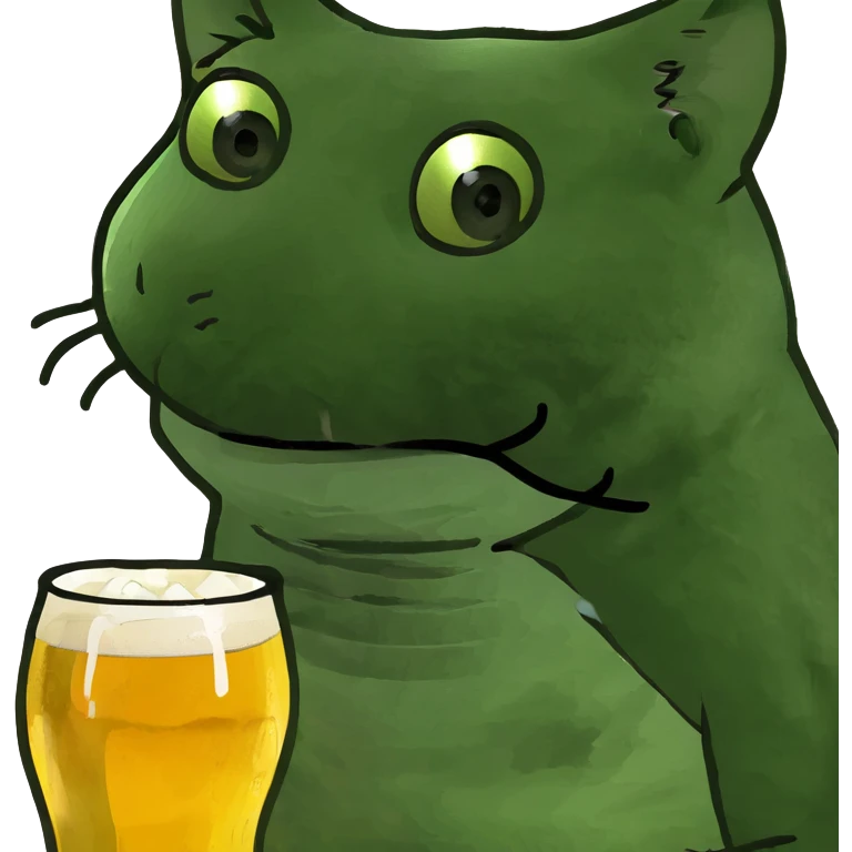 Tired on a beach and a beer with a kitten  emoji