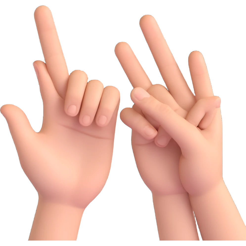 hands making air quotes gesture, quotation marks with fingers, clear and expressive emoji