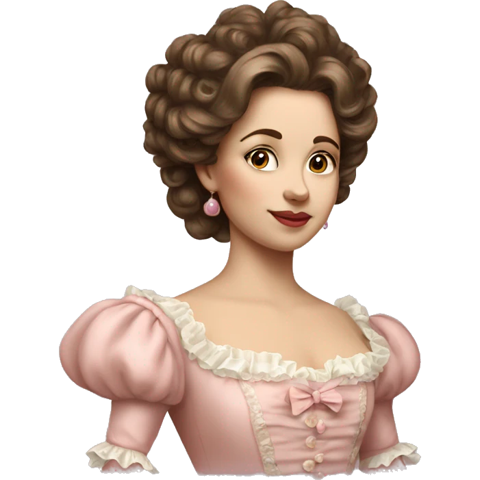 vintage rococo mixed woman with brown hair in a light pink gown  emoji