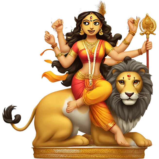 Maa durga on lion     and title shold be emoji