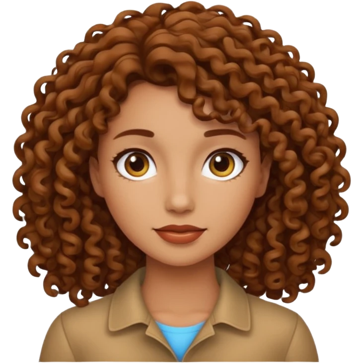 Mujer piel canela y pelo rizado emoji