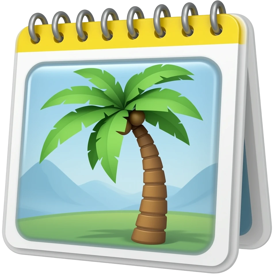 달력안에 야자수가 들어간 이모지 emoji