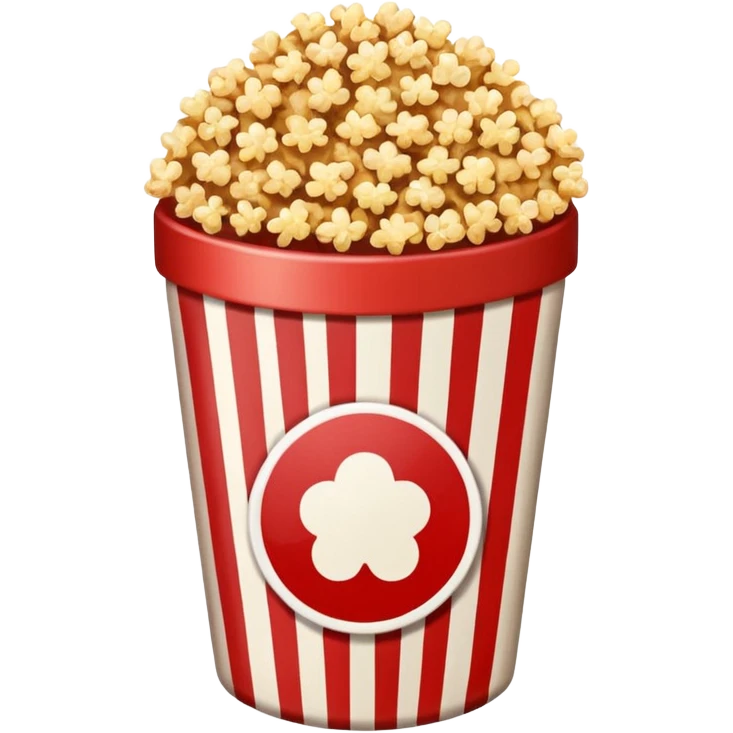 brown popcorn in a paper jar with red and white vertical lines emoji
