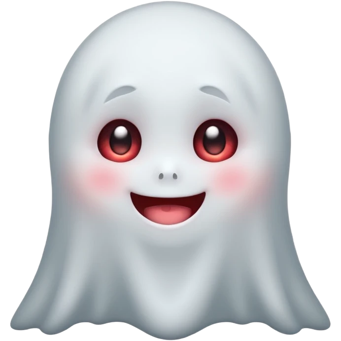 little cute ghost is smiling with blushed face, only face cute animie eyes emoji
