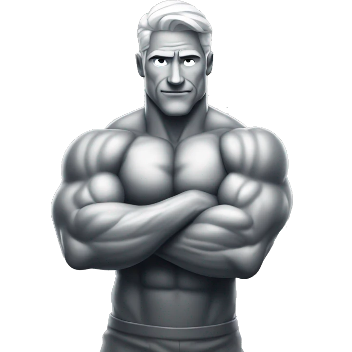 silver man muscular bicep flex emoji