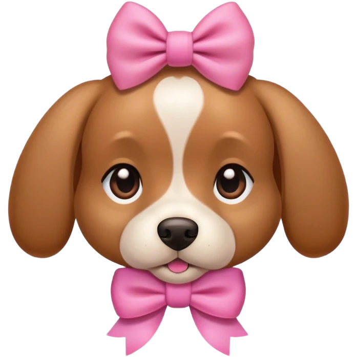 Cute brown dog with pink bow emoji