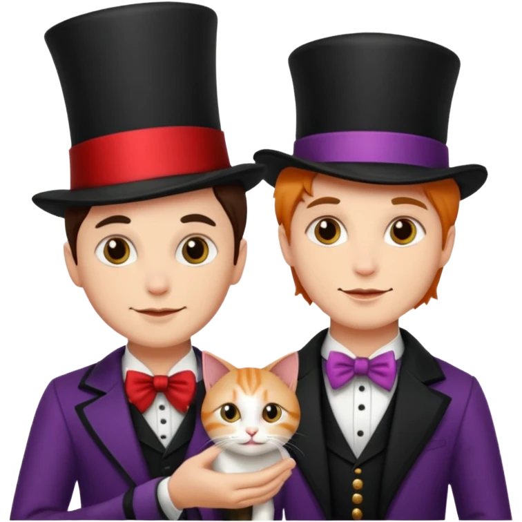 magician couple and their pet cat emoji