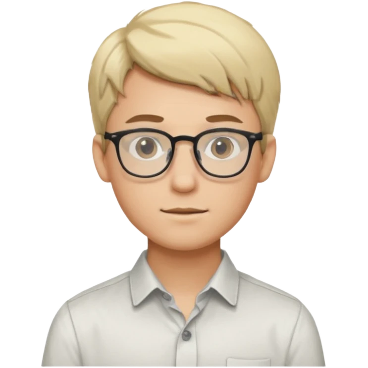 A young man using glasses with a blond dark hair and white skin color emoji