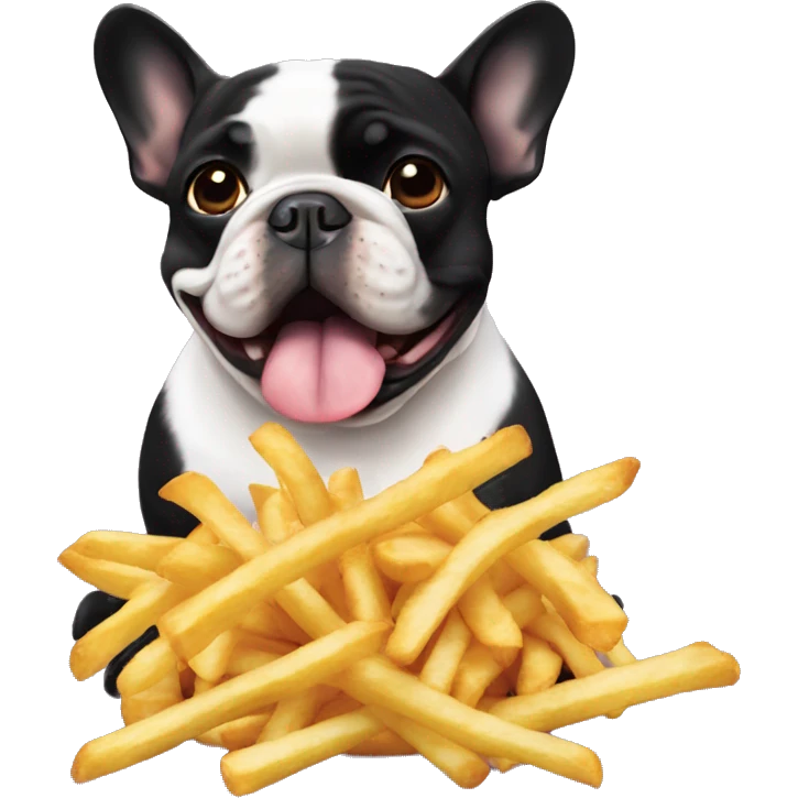Black French Bulldog love Fries  emoji
