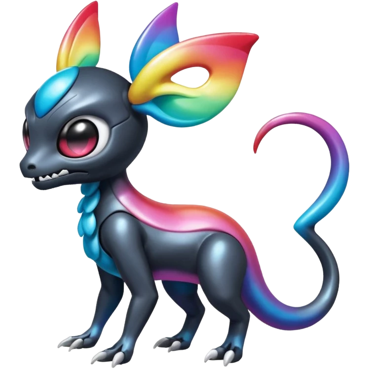 Shiny Futuristic Duskull-Salandit-Sylveon-Fakémon-hybrid-creature (full body)  emoji