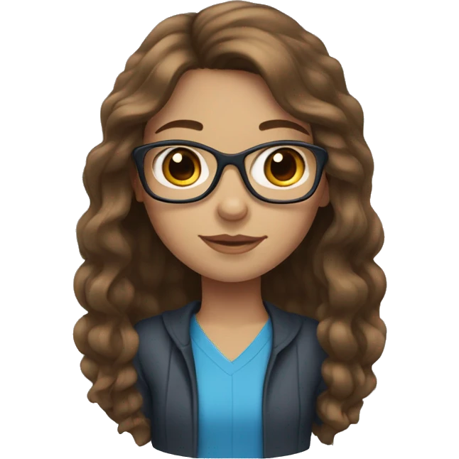 girl with blue eyes, glasses and medium brown hair emoji