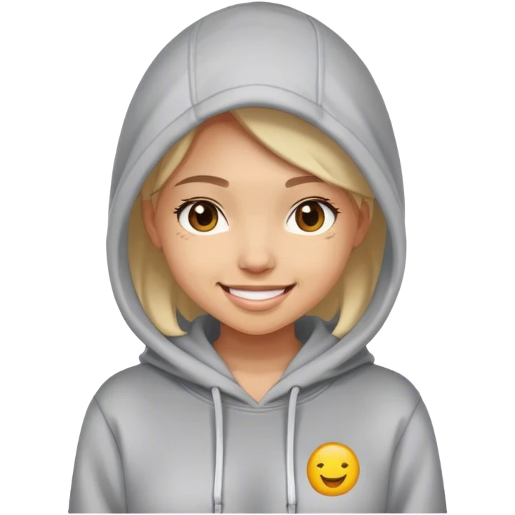 Girl wearing hoodies and she is happy emoji