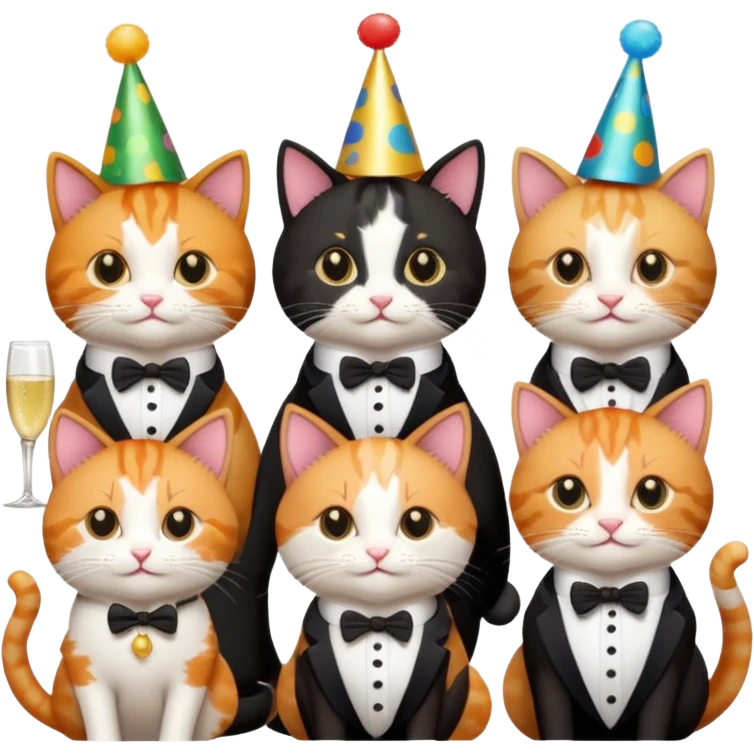 12 cats at a birthday party emoji