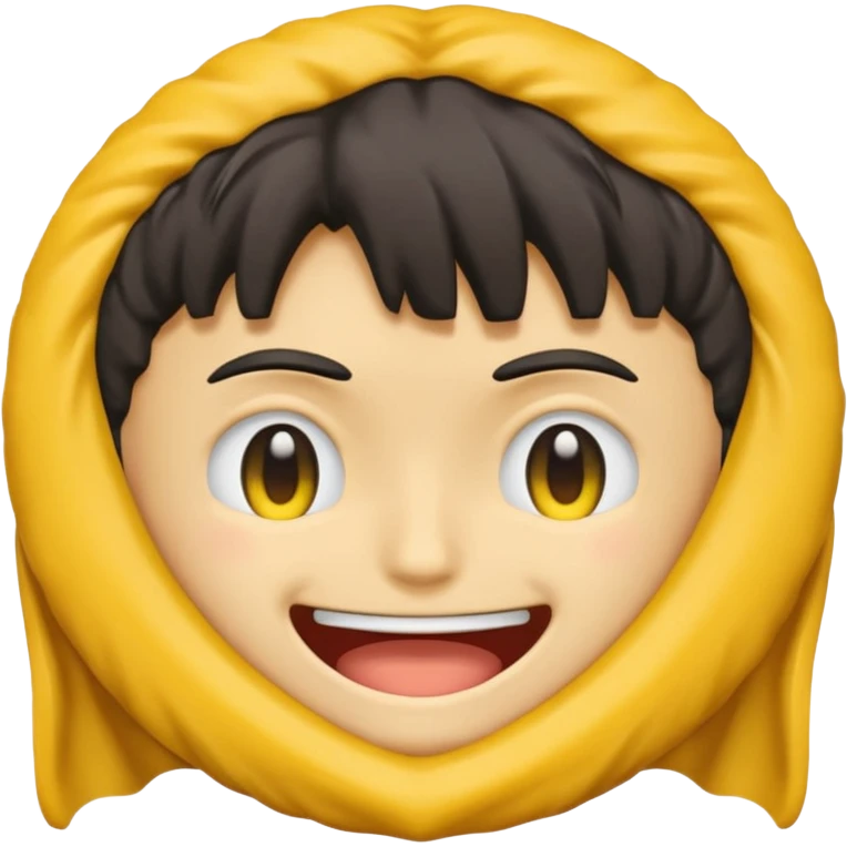 A yellow emoji of the anime character Guts from the anime Berserk with one eye closed emoji