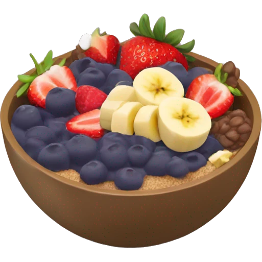 acai bowl with strawberries and banana emoji