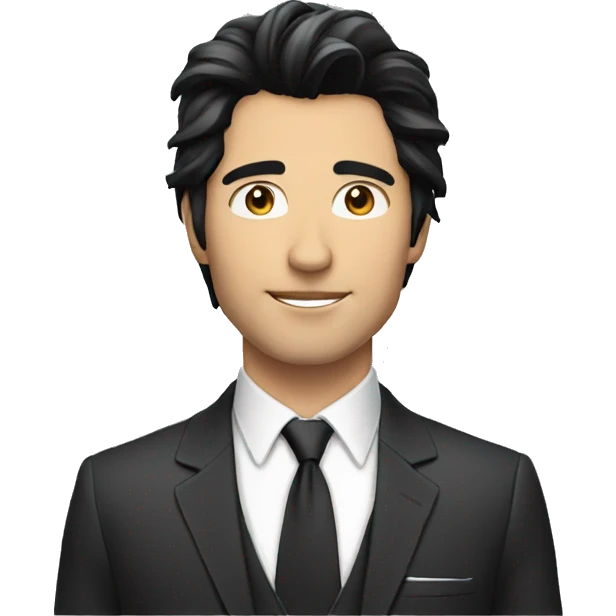 handsome man with suit with long black hair emoji