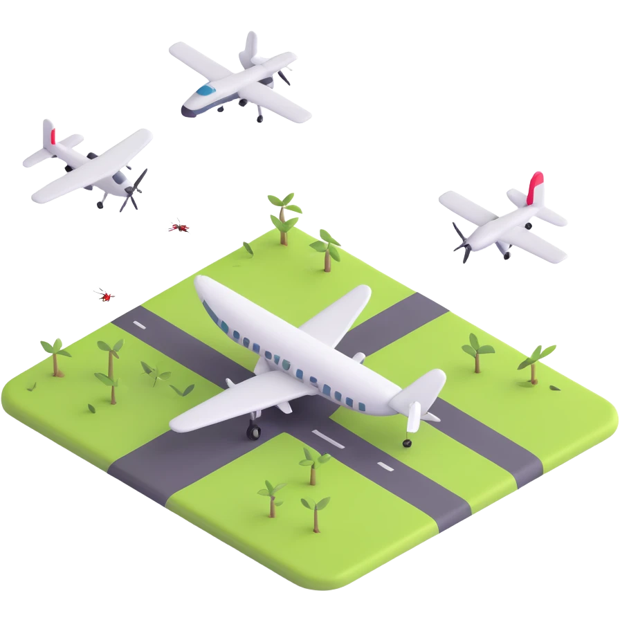 mosquito airport with mosquitoes as airplanes emoji