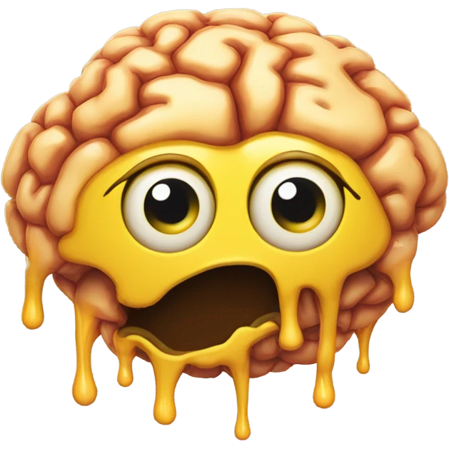 melted brain next to yellow distressed face emoji