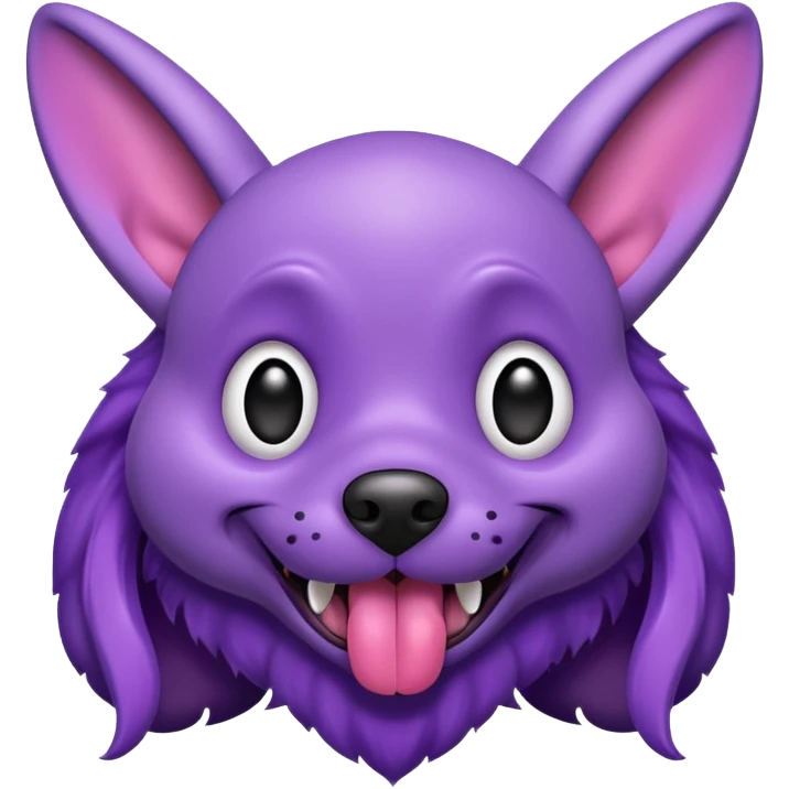 alien dog purple very big folded ear and tongue sticking out emoji