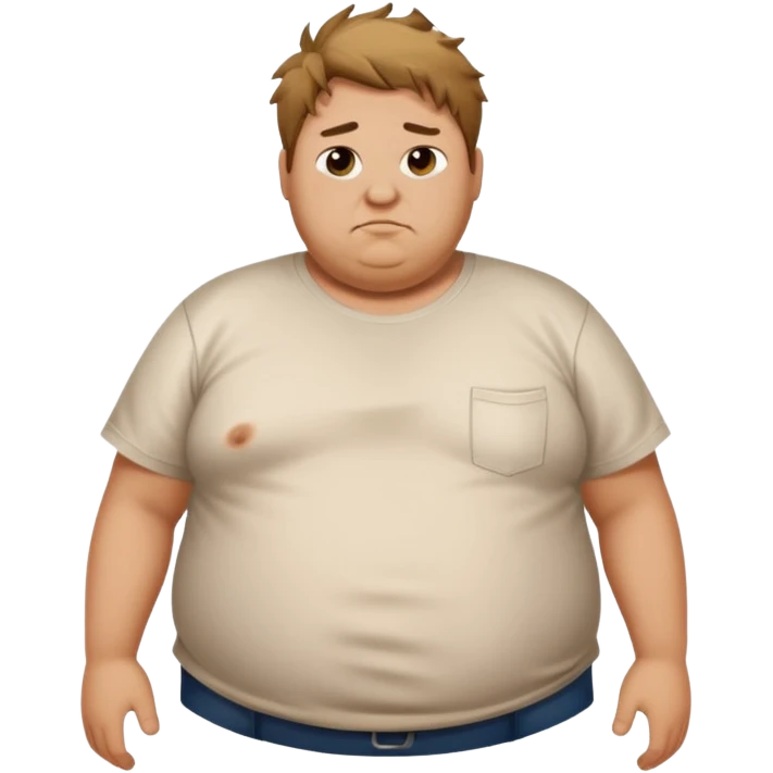 Hombre obeso mórbido con la barriga saliendo de la camisa emoji