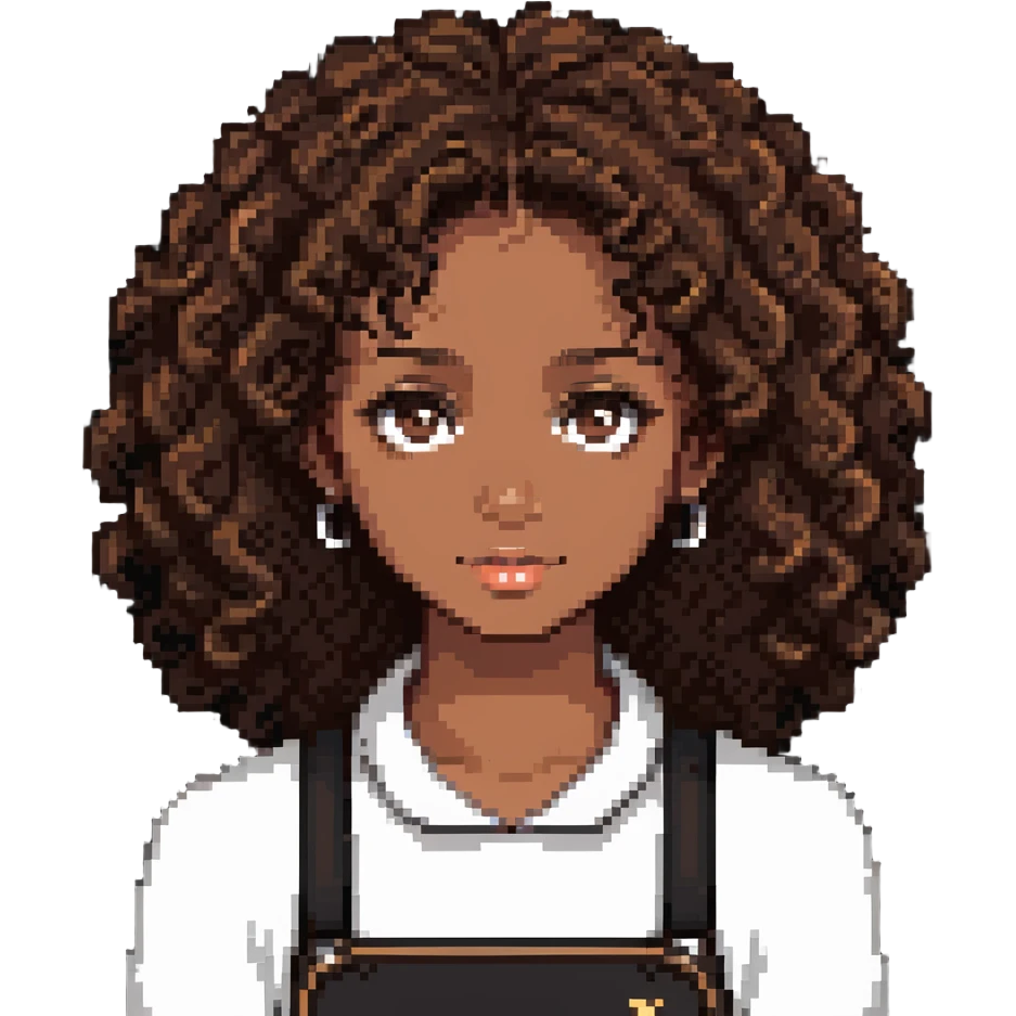 girl with curly brown hair, dark brown eyes, and brown skin emoji