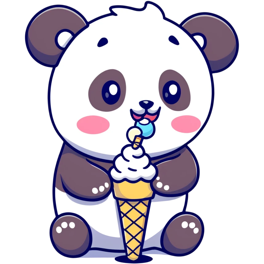 Panda eating ice cream emoji