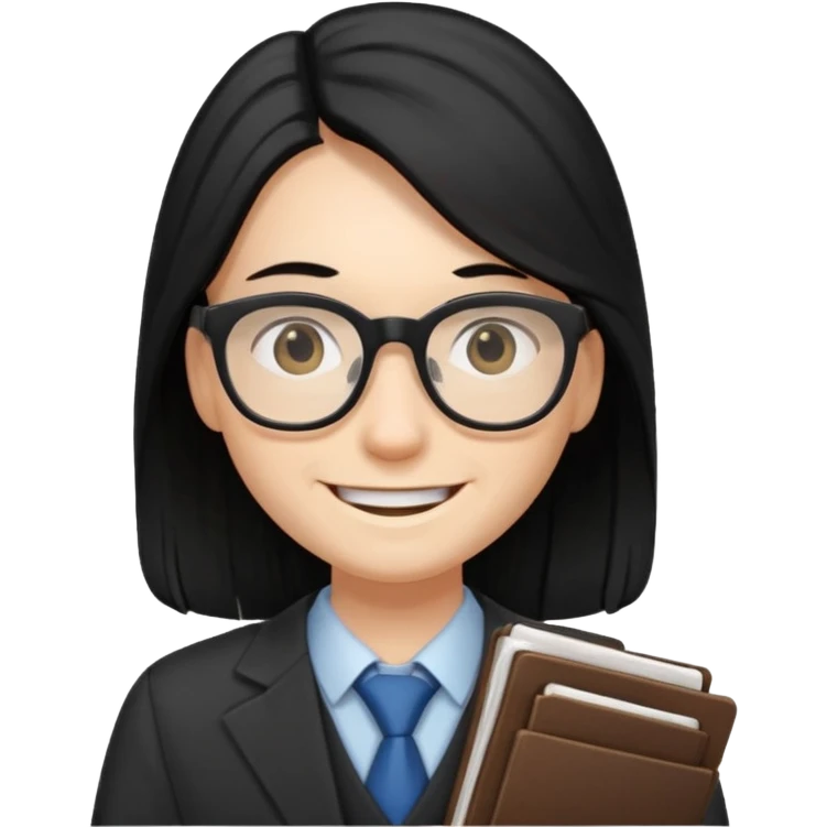 accountant with black long hair emoji