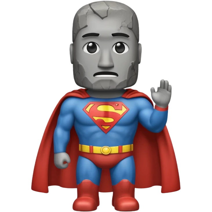 a moai emoji with a superman cape emoji