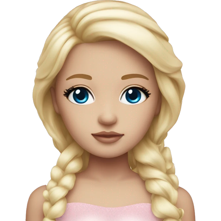 ocean blue doll eyes, blonde hair, feminine, pink, girl, angelic emoji
