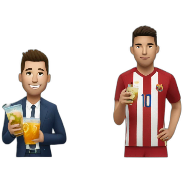 Ronaldo and messi drinking iced tea emoji