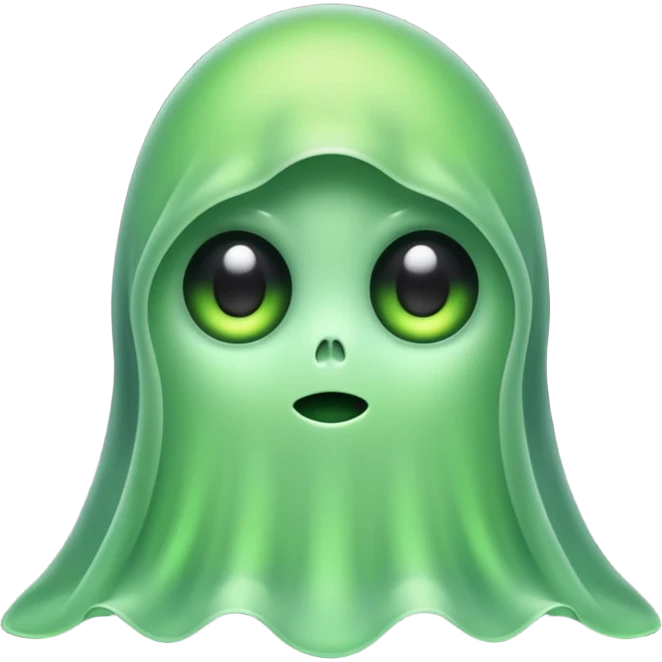 cute green ghost with big eyes emoji