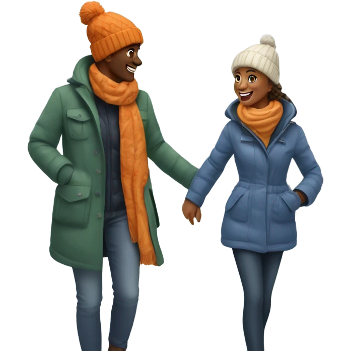 walk with bestie in park in winter emoji