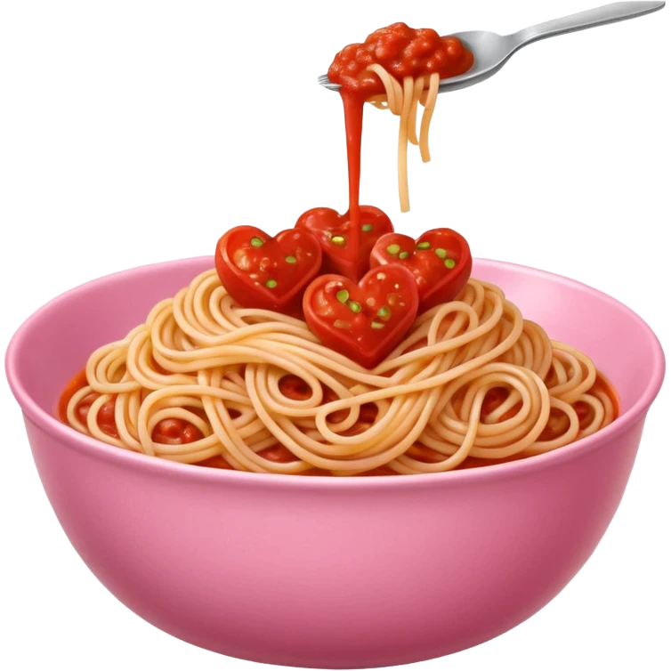 Spaghetti in heartshaped pink bowl emoji