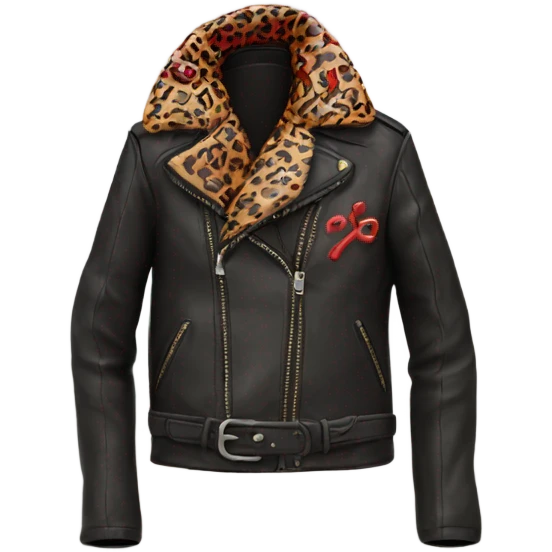 leather jacket with red leopard print  emoji