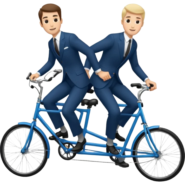 Two handsome men in suits riding a tandem bike emoji