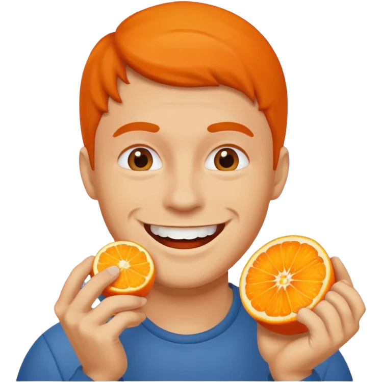 oranges eating smile man emoji