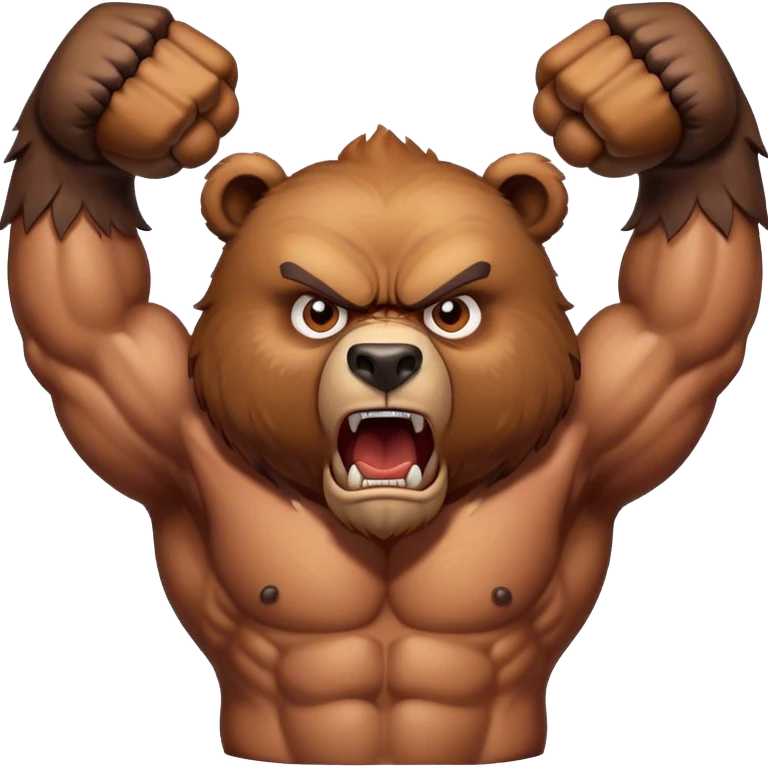 angry buff bear with human like muscles emoji