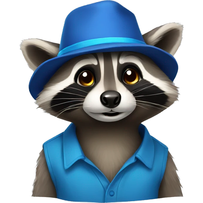 Raccoon wearing blue shirt and hat emoji