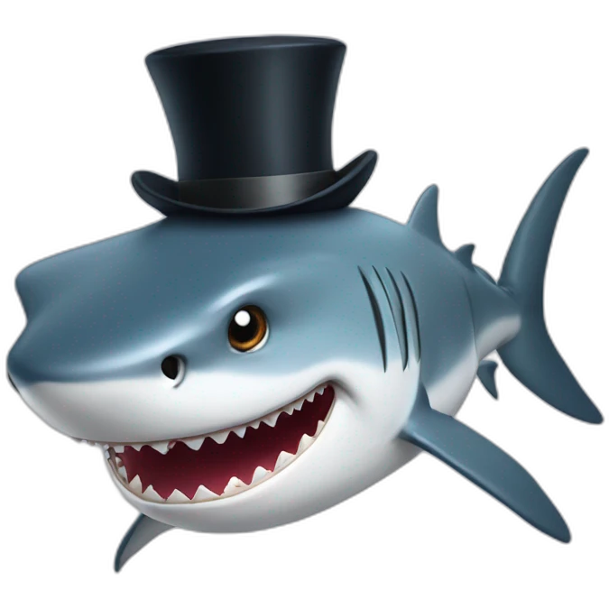 Shark with a top hat emoji