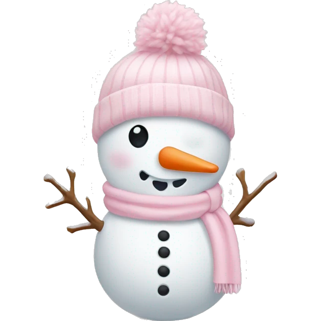 Cute white and light pink snowman emoji
