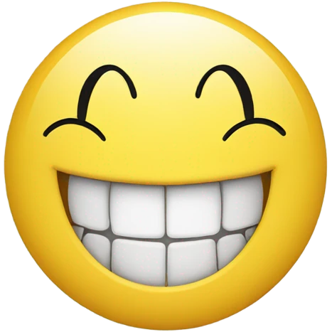 Yellow circle black eyes and top teeth smile with no bottom teeth  emoji