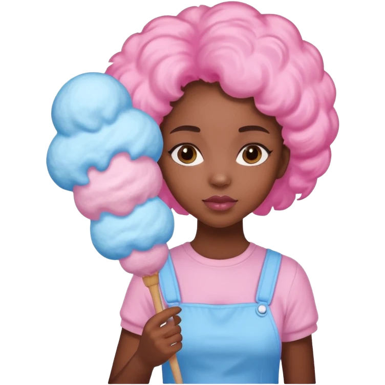 cotton candy holding black girl kid emoji