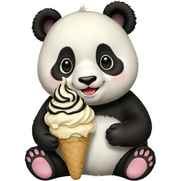 Panda eating ice cream emoji