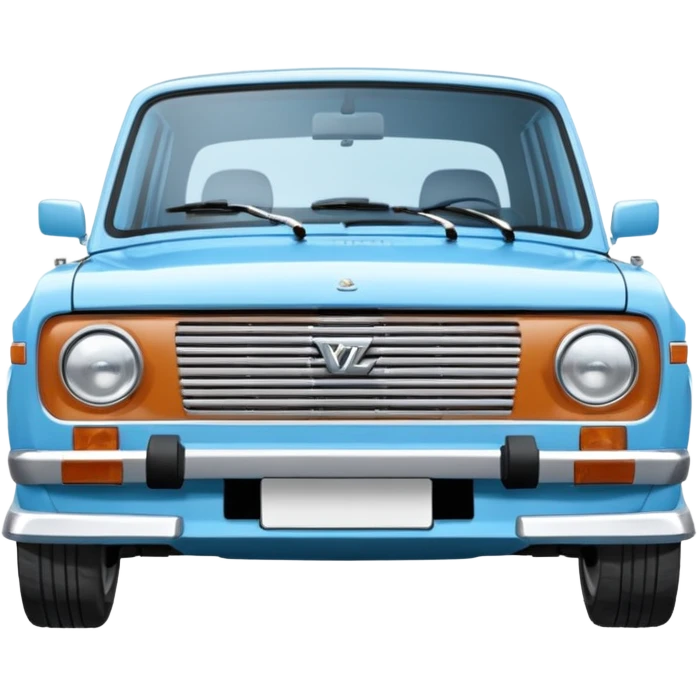 LADA car. Russian car. Model VAZ 2107. Realistic proportions. Front view. emoji